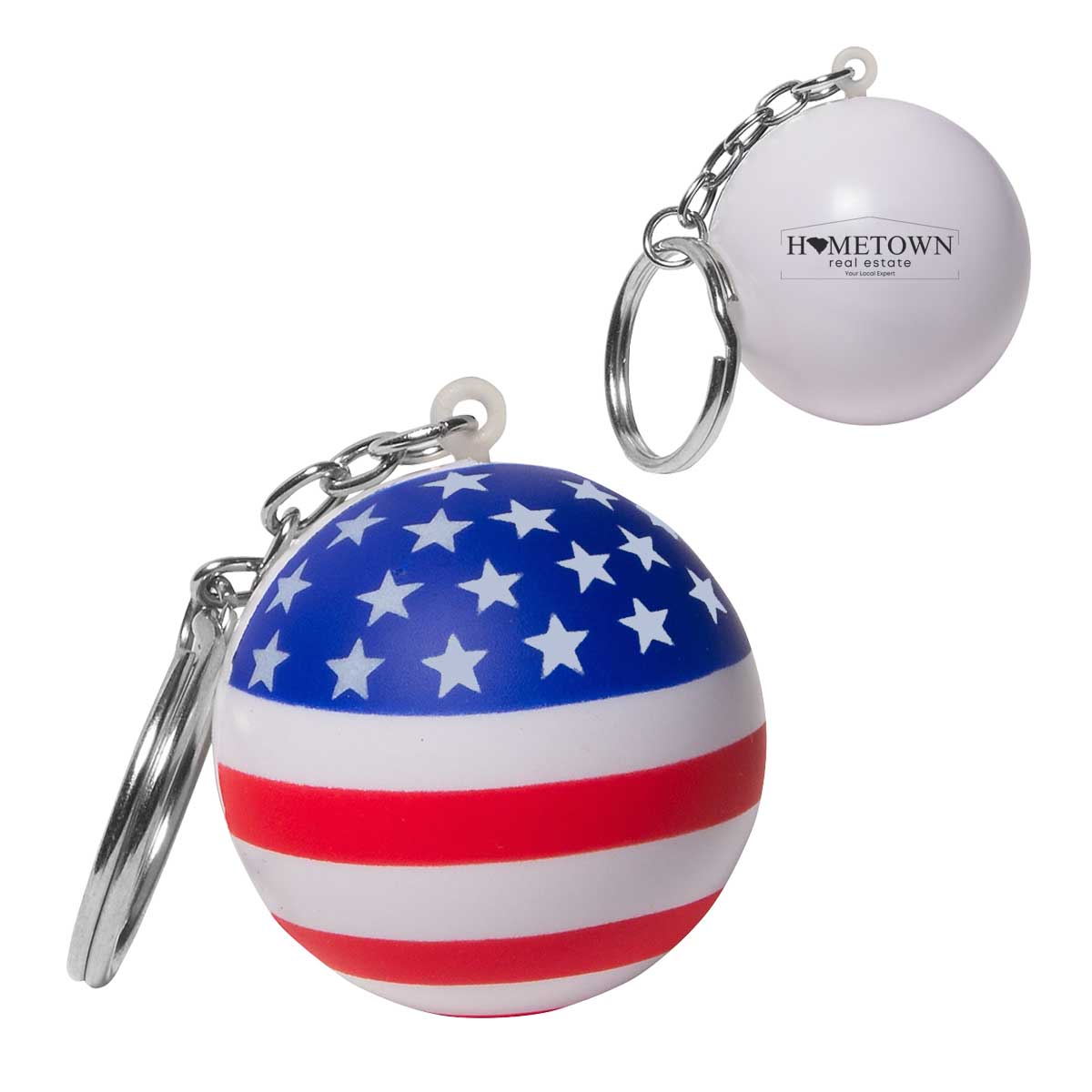 Stars and Stripes Patriotic Round Stress Ball Keychain